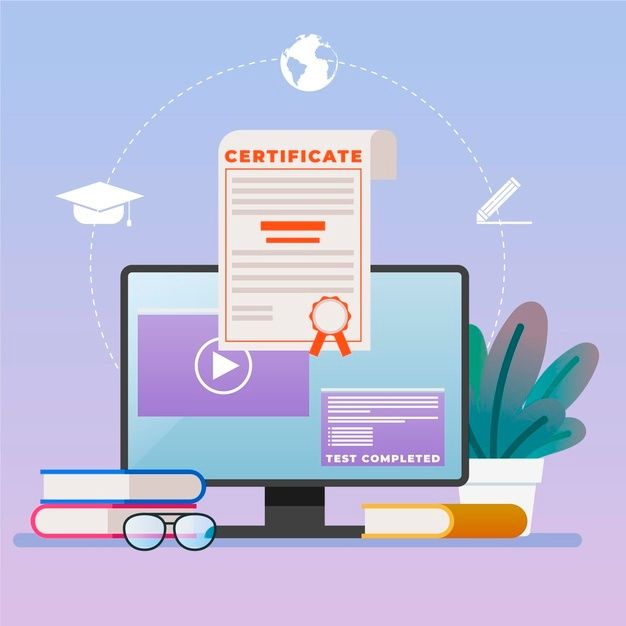 Online certification for students doing exams from home _ Premium Vector